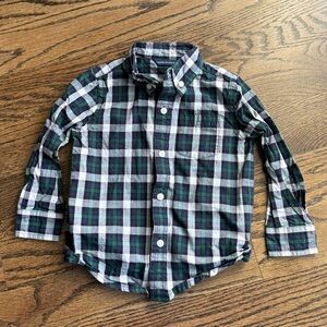 Janie and Jack Green and Blue Plaid Button Down Shirt